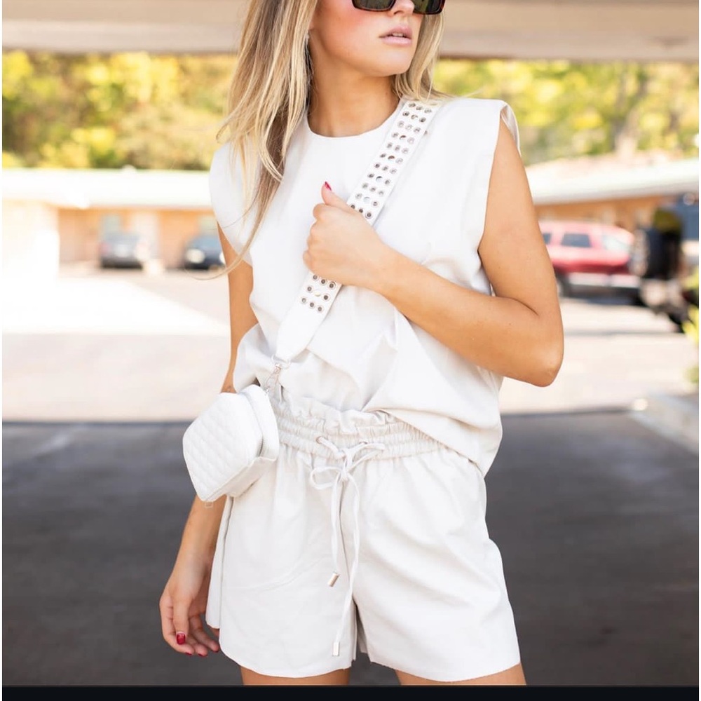 Worn Once: Faux White Leather Short Set